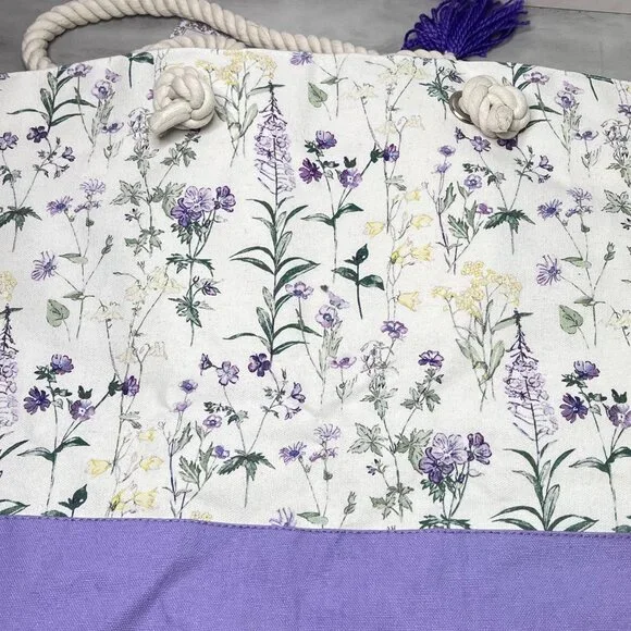 Laura Ashley EXTRA LARGE Floral Canvas Tote Beach Bag - Picture 6 of 7